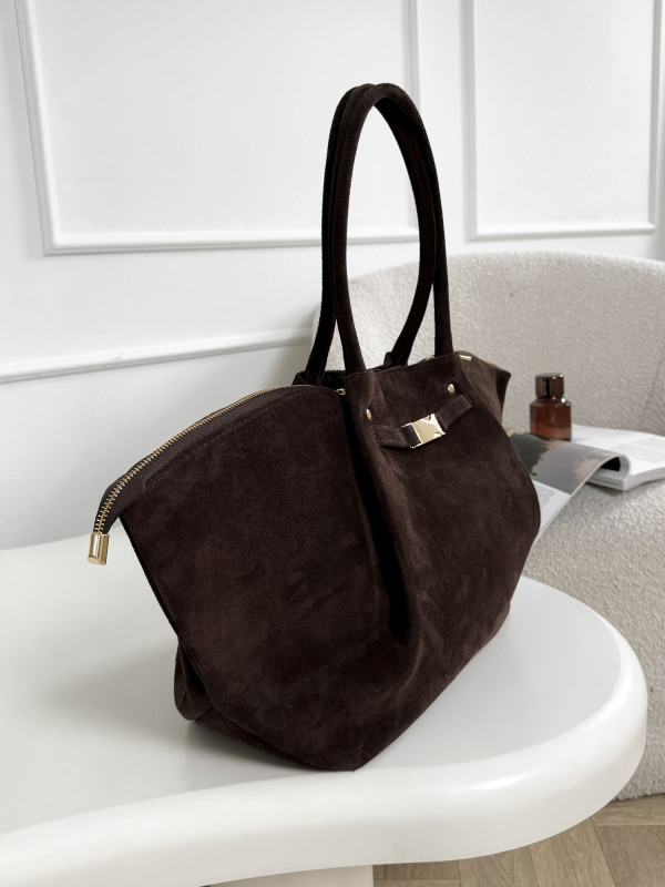 Torebka 100% skóra zamszowa LEONIE MAXI czekolada 3