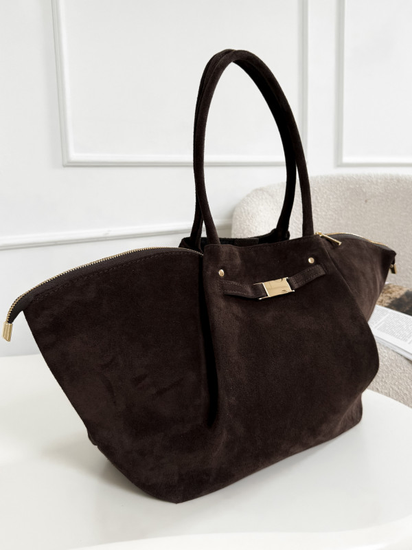 Torebka 100% skóra zamszowa LEONIE MAXI czekolada 6